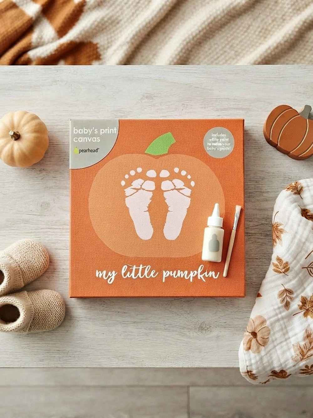 pearhead My Little Pumpkin Baby Print Canvas Kit NWT